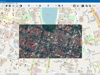 Screenshot showing Fortion® Terra Analyst interface with satellite imagery of Hanoi