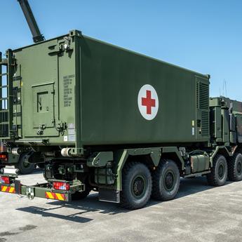 A protected standard container based on a truck.