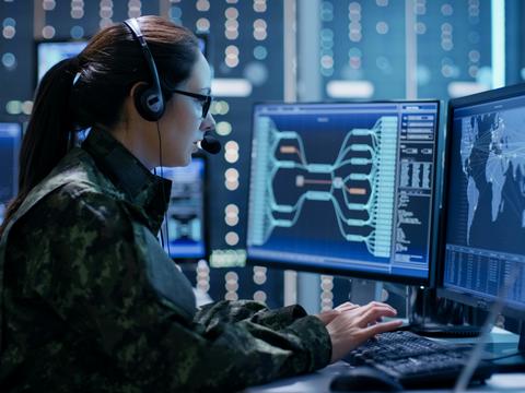 Analyst using Airbus geospatial intelligence software