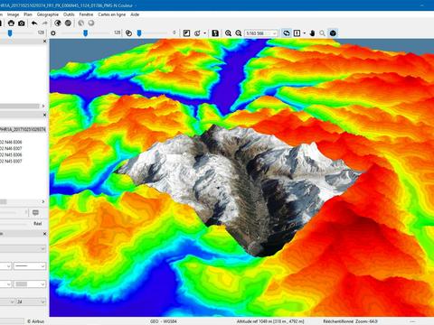 Screenshot showing Fortion® Terra Analyst interface with 3D view of Chamonix