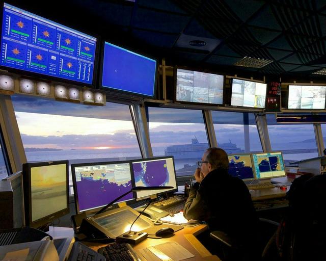 Maritime operator monitoring the maritime situation through the STYRIS on his monitors Maritime operator monitoring the maritime situation through the STYRIS on his monitors