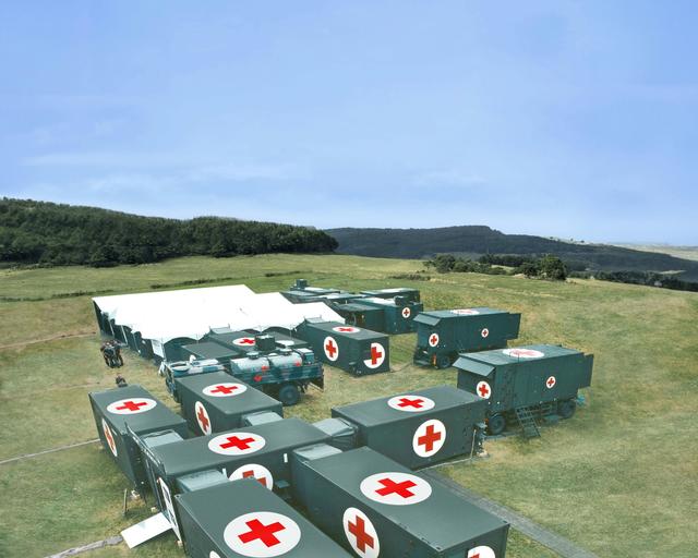 Role Two Rescue Centre in the field, consisting of interconnected tents and containers. Role Two Rescue Centre in the field, consisting of interconnected tents and containers.