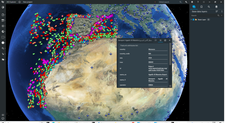 The i4D interface showcasing vessels traffic from Africa west coast to North Coast of Spain